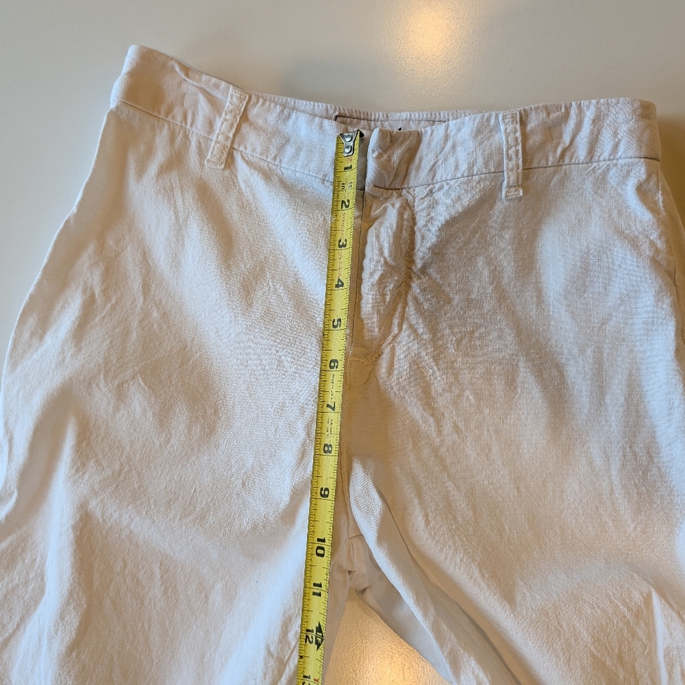 Frank & Eileen Kinsale Linen Blend White Raw Hem Cropped Pants Size 4 - Picture 9 of 11